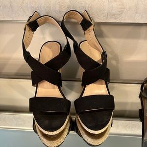 Black wedge sandals